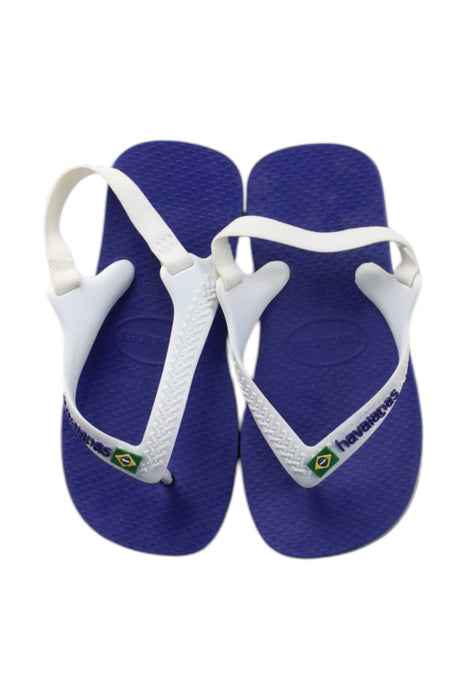 A Blue Flip Flops from Havaianas in size 4T for neutral. (Back View)