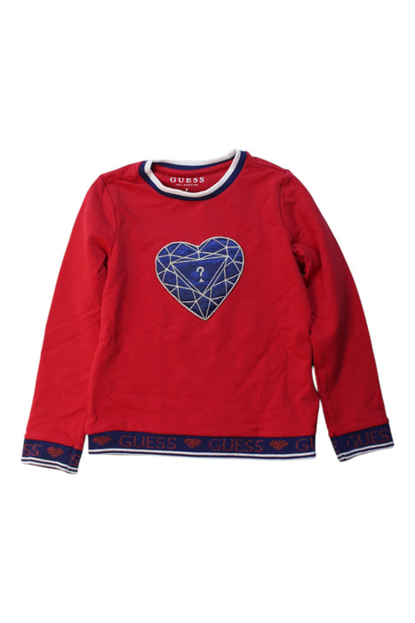 A Red Long Sleeve Tops from Guess in size 6T for girl. (Front View)