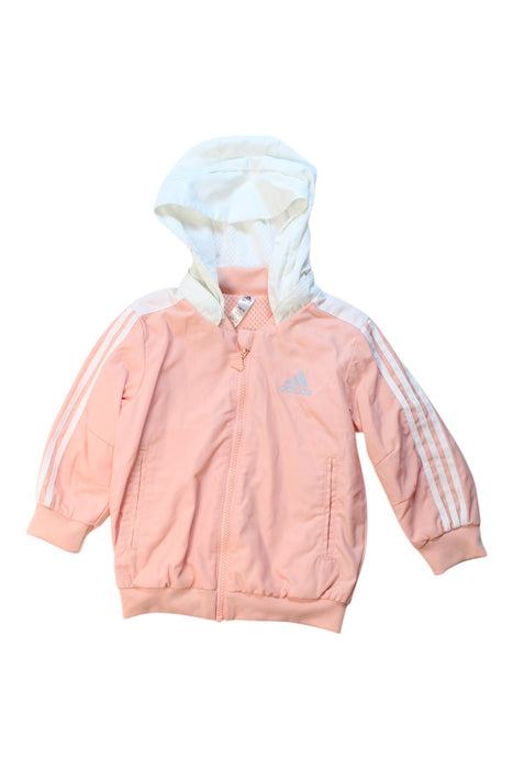 A Pink Lightweight Jackets from Adidas in size 7Y for girl. (Front View)