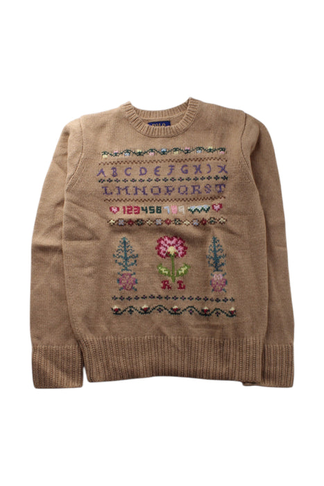 A Beige Knit Sweaters from Polo Ralph Lauren in size 8Y for girl. (Front View)