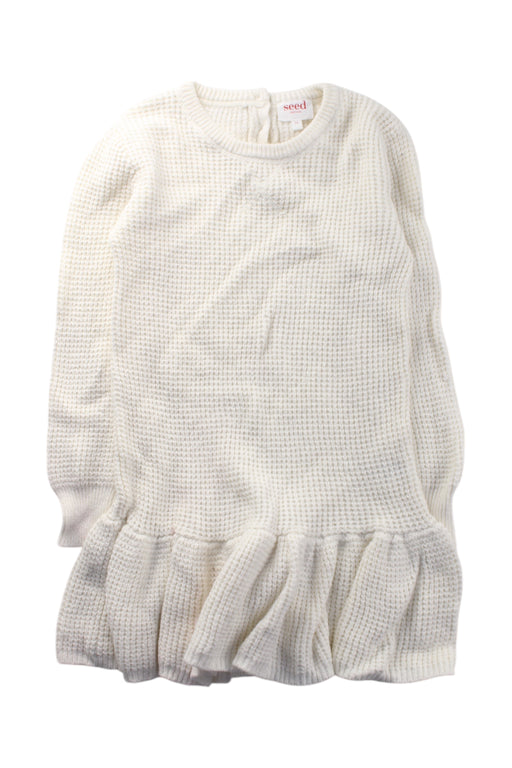 A Ivory Long Sleeve Dresses from Seed in size 5T for girl. (Front View)