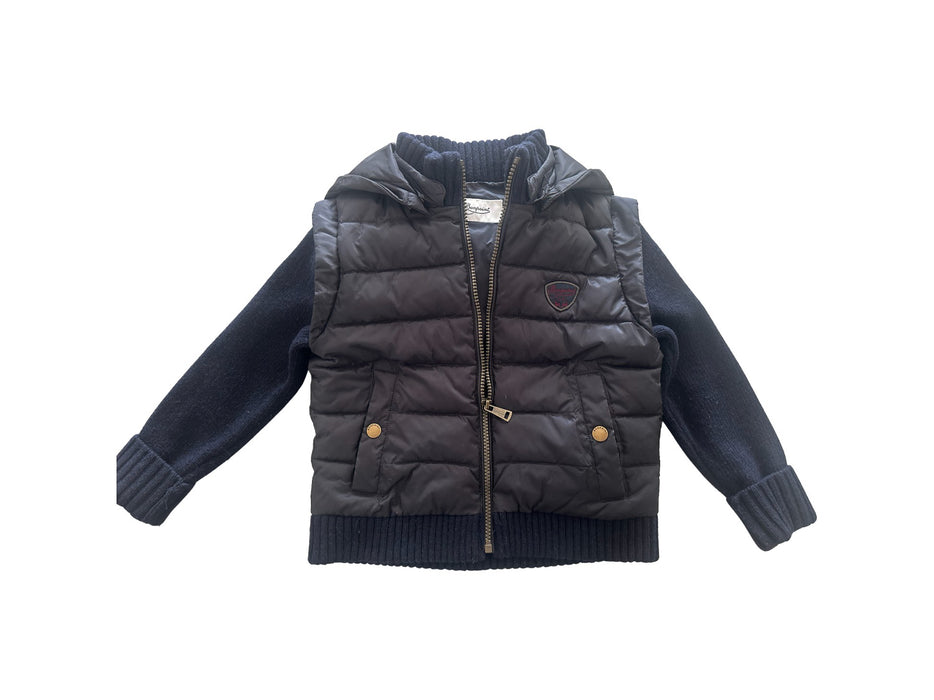 A Black Puffer/Quilted Jackets from Bonpoint in size 6T for boy. (Front View)