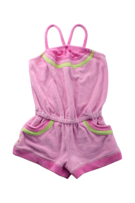 A Pink Sleeveless Rompers from Kate Mack in size 5T for girl. (Front View)