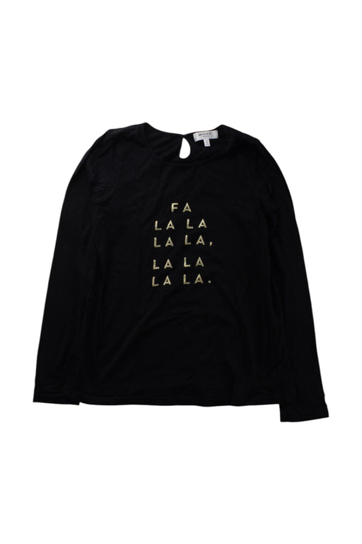 A Black Long Sleeve Tops from Milly Minis in size 12Y for girl. (Front View)