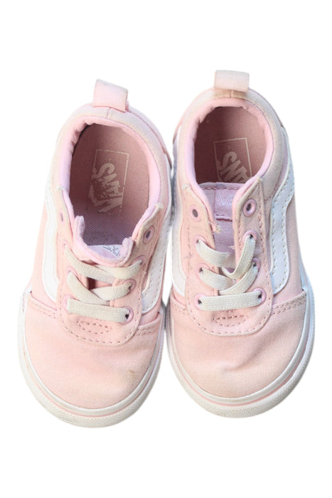 A Pink Sneakers from Vans in size 18-24M for girl. (Back View)