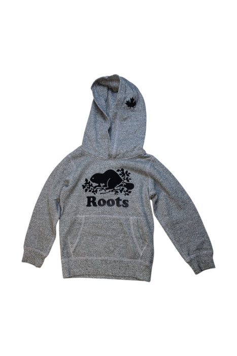 A Grey Hooded Sweatshirts from Roots in size 4T for girl. (Front View)
