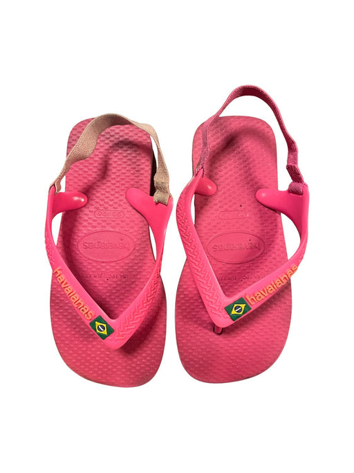 A Pink Flip Flops from Havaianas in size 4T for neutral. (Front View)