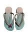 A Teal Flip Flops from Havaianas in size 4T for girl. (Front View)