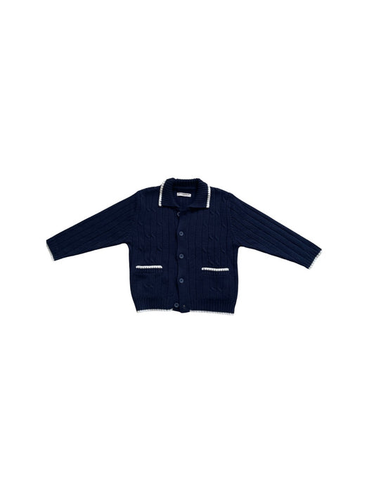 A Navy Cardigans from Chickeeduck in size 4T for neutral. (Front View)