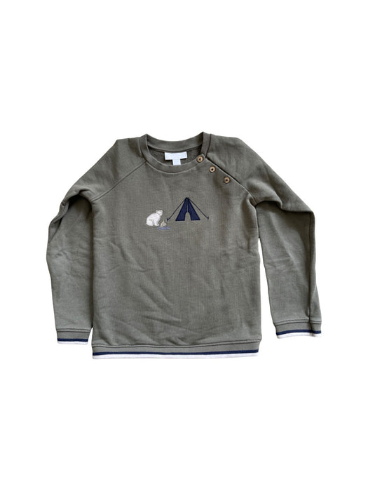 A Green Sweatshirts from The Little White Company in size 5T for boy. (Front View)