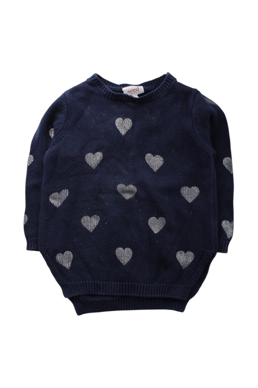 A Navy Knit Sweaters from Seed in size 2T for girl. (Front View)