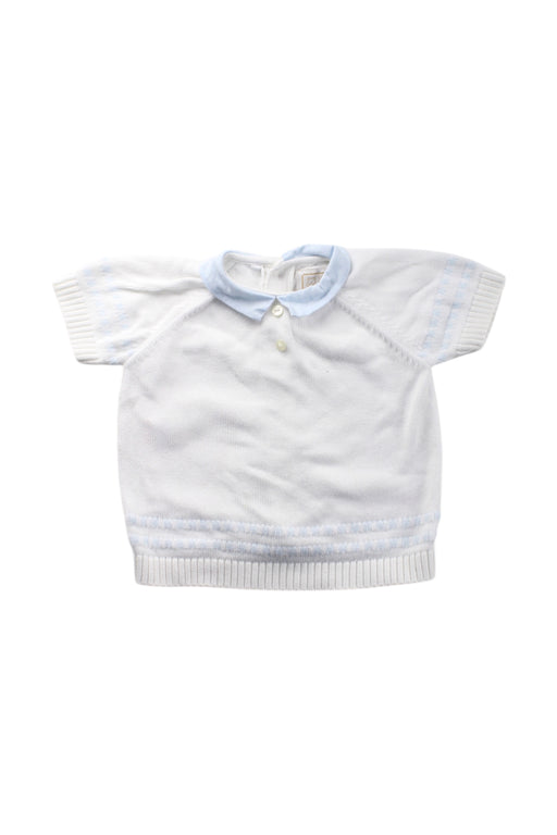 A White Short Sleeve Tops from Emile et Ida in size 3-6M for neutral. (Front View)