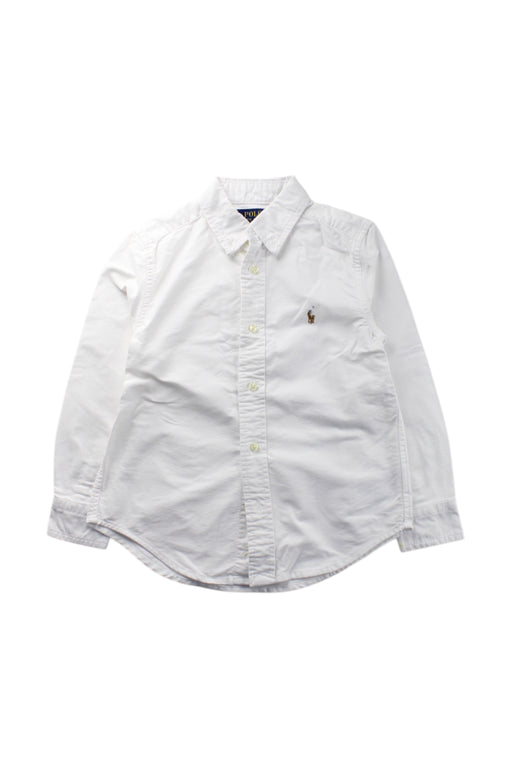 A White Long Sleeve Shirts from Polo Ralph Lauren in size 5T for boy. (Front View)
