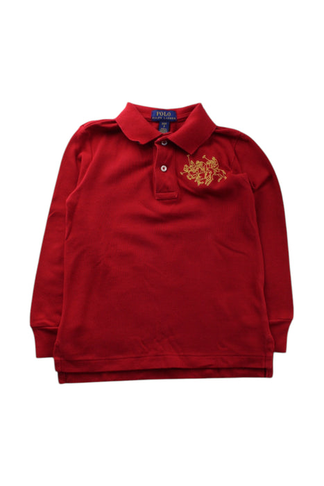 A Red Long Sleeve Polos from Polo Ralph Lauren in size 3T for boy. (Front View)