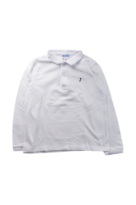A White Long Sleeve Polos from Jacadi in size 6T for boy. (Front View)
