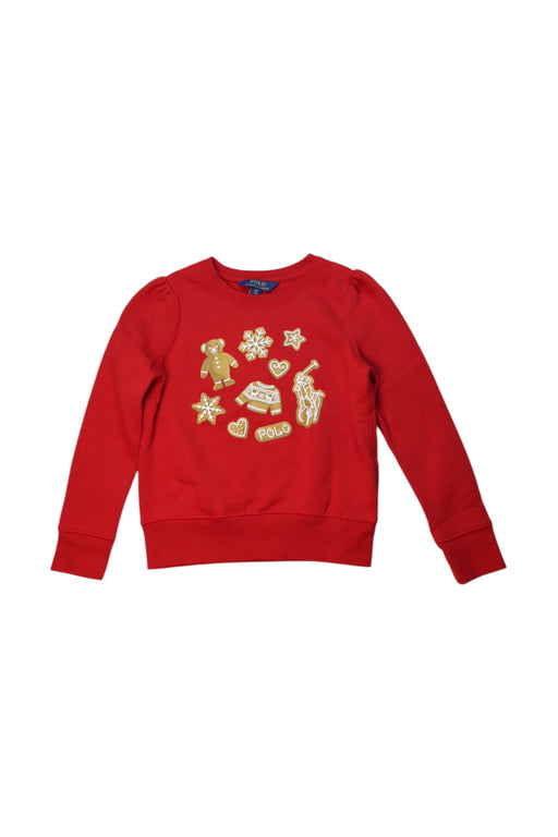 A Red Crewneck Sweatshirts from Polo Ralph Lauren in size 7Y for girl. (Front View)