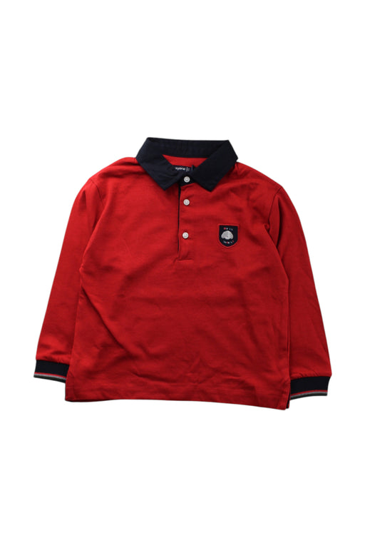 A Red Long Sleeve Polos from Mayoral in size 3T for boy. (Front View)