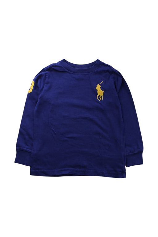 A Navy Long Sleeve T Shirts from Polo Ralph Lauren in size 3T for boy. (Front View)