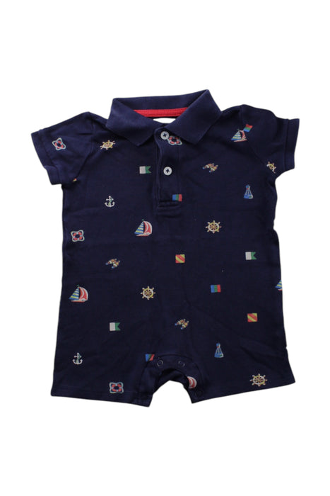 A Navy Short Sleeve Rompers from Ralph Lauren in size 6-12M for neutral. (Front View)