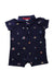 A Navy Short Sleeve Rompers from Ralph Lauren in size 6-12M for neutral. (Front View)