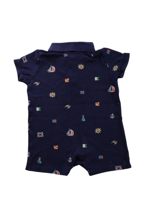 A Navy Short Sleeve Rompers from Ralph Lauren in size 6-12M for neutral. (Back View)