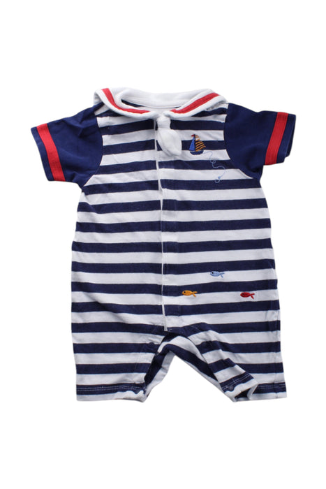 A Blue Short Sleeve Rompers from Chickeeduck in size 6-12M for neutral. (Front View)