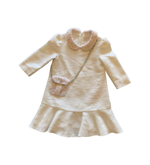 A Ivory Long Sleeve Dresses from Nicholas & Bears in size 4T for girl. (Front View)