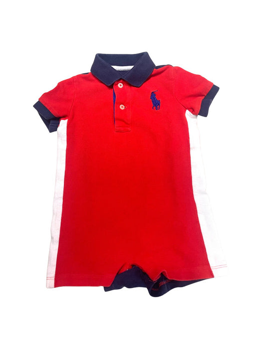 A Red Short Sleeve Rompers from Ralph Lauren in size 6-12M for boy. (Front View)