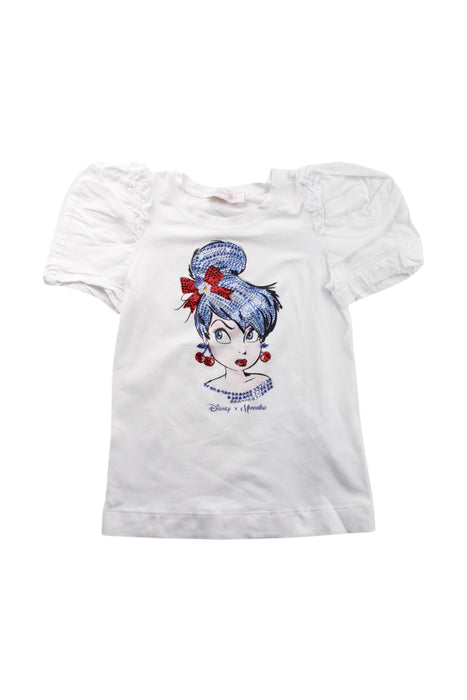 A White Short Sleeve Tops from Monnalisa in size 5T for girl. (Front View)