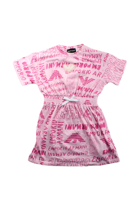 A Pink Short Sleeve Dresses from Armani in size 6T for girl. (Front View)