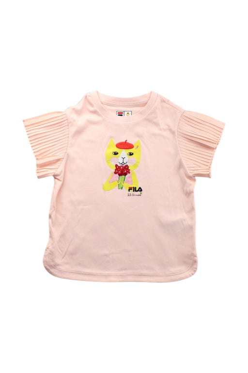 A Pink Short Sleeve Tops from Fila in size 4T for girl. (Front View)