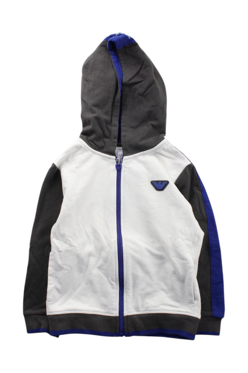 A Black Zippered Sweatshirts from Armani in size 4T for boy. (Front View)