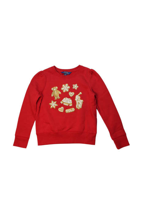A Red Crewneck Sweatshirts from Polo Ralph Lauren in size 7Y for girl. (Front View)