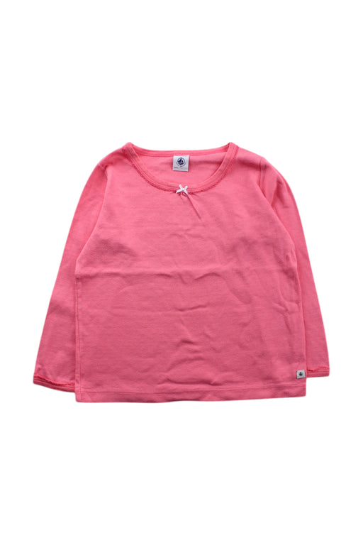 A Pink Long Sleeve Tops from Petit Bateau in size 4T for girl. (Front View)