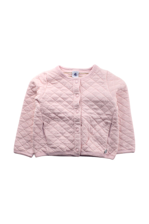 A Pink Puffer/Quilted Jackets from Petit Bateau in size 4T for girl. (Front View)
