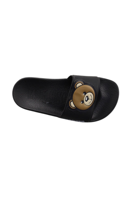 A Black Sandals from Moschino in size 6T for neutral. (Front View)