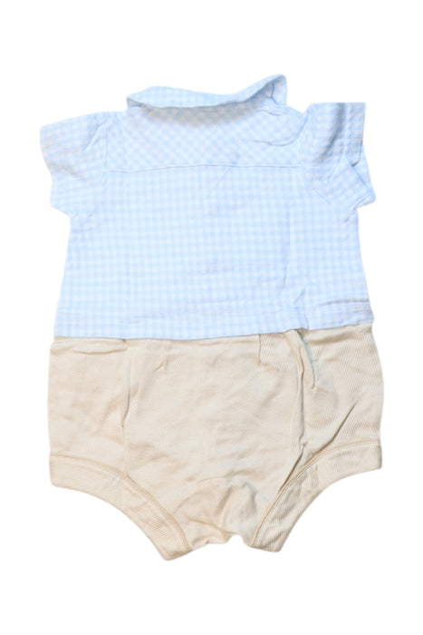 A Blue Short Sleeve Rompers from Familiar in size 0-3M for boy. (Back View)