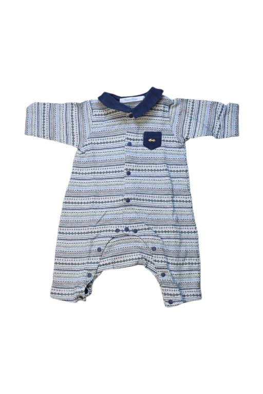A Blue Long Sleeve Rompers from Familiar in size 0-3M for boy. (Front View)