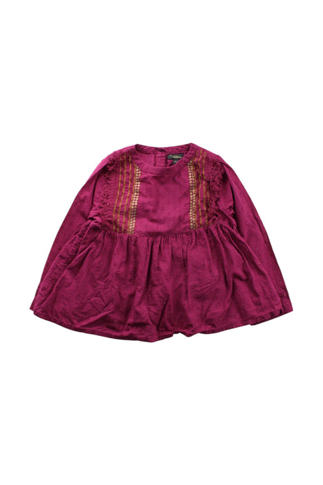 A Burgundy Long Sleeve Dresses from Velveteen in size 6T for girl. (Front View)