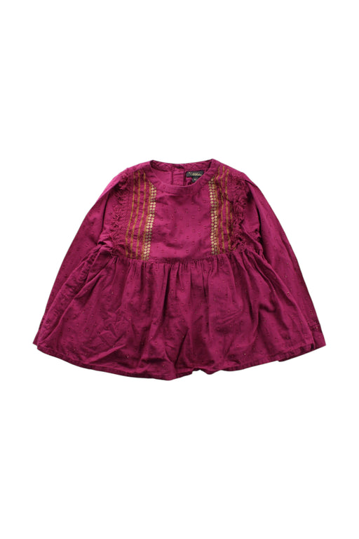 A Burgundy Long Sleeve Dresses from Velveteen in size 6T for girl. (Front View)