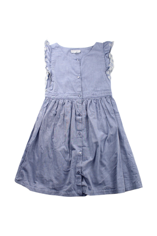 A Blue Sleeveless Dresses from The Little White Company in size 5T for girl. (Front View)