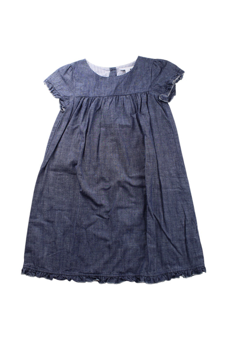 A Blue Short Sleeve Dresses from The Little White Company in size 5T for girl. (Front View)