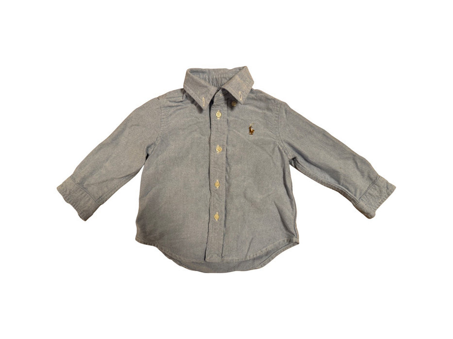 A Blue Long Sleeve Shirts from Ralph Lauren in size 6-12M for neutral. (Front View)