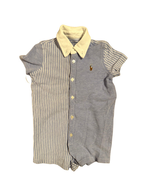 A Blue Short Sleeve Rompers from Ralph Lauren in size 6-12M for boy. (Front View)