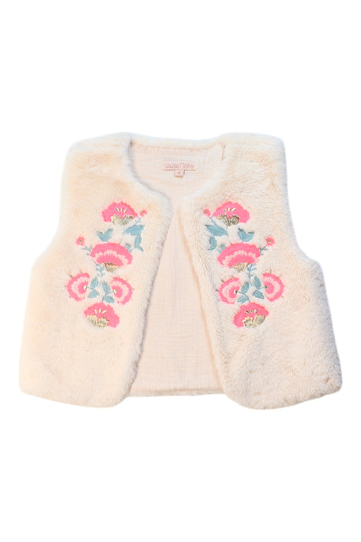 A Ivory Outerwear Vests from Louise Misha in size 4T for girl. (Front View)