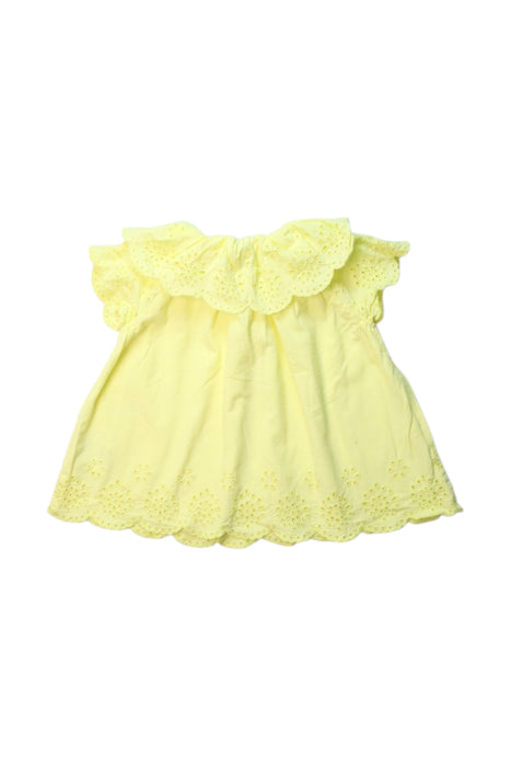 A Yellow Sleeveless Dresses from Petit Main in size 18-24M for girl. (Back View)
