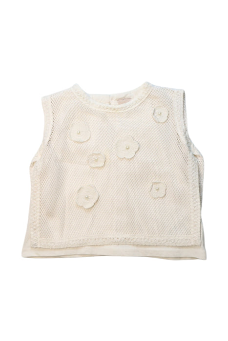 A White Sleeveless Tops from Petit Main in size 18-24M for girl. (Front View)