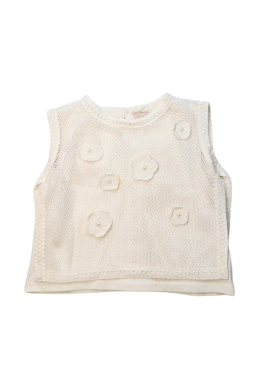 A White Sleeveless Tops from Petit Main in size 18-24M for girl. (Front View)