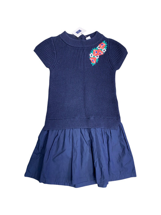 A Navy Short Sleeve Dresses from Janie & Jack in size 5T for girl. (Front View)
