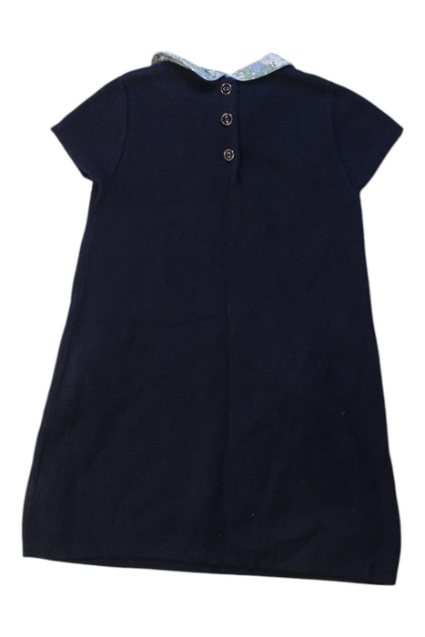 A Navy Short Sleeve Dresses from Cyrillus in size 4T for girl. (Back View)